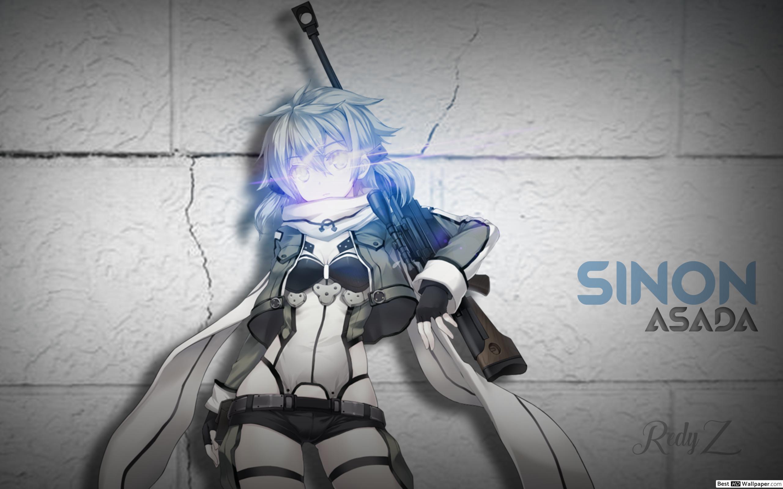 Sword Art Online Ggo Blue Hair - HD Wallpaper 