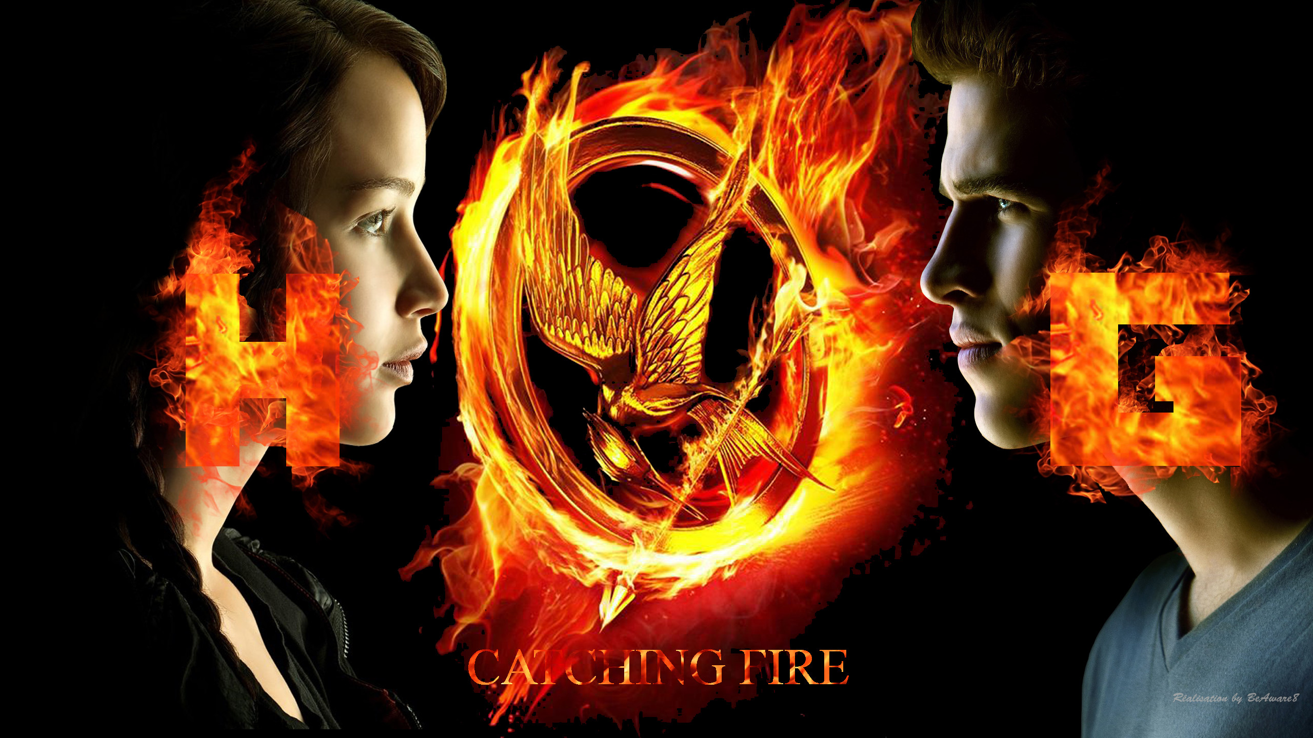 Game - Hunger Games Mockingjay Pin On Fire - HD Wallpaper 