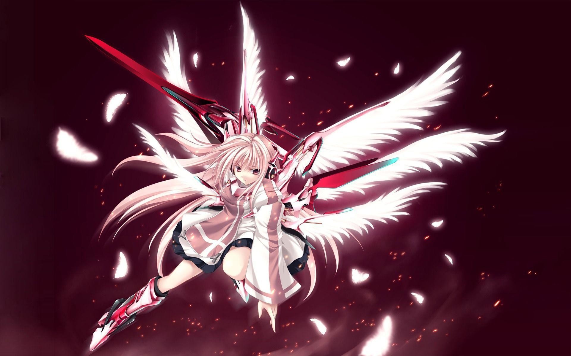 Anime Girl With Pink Hair And Wings - HD Wallpaper 