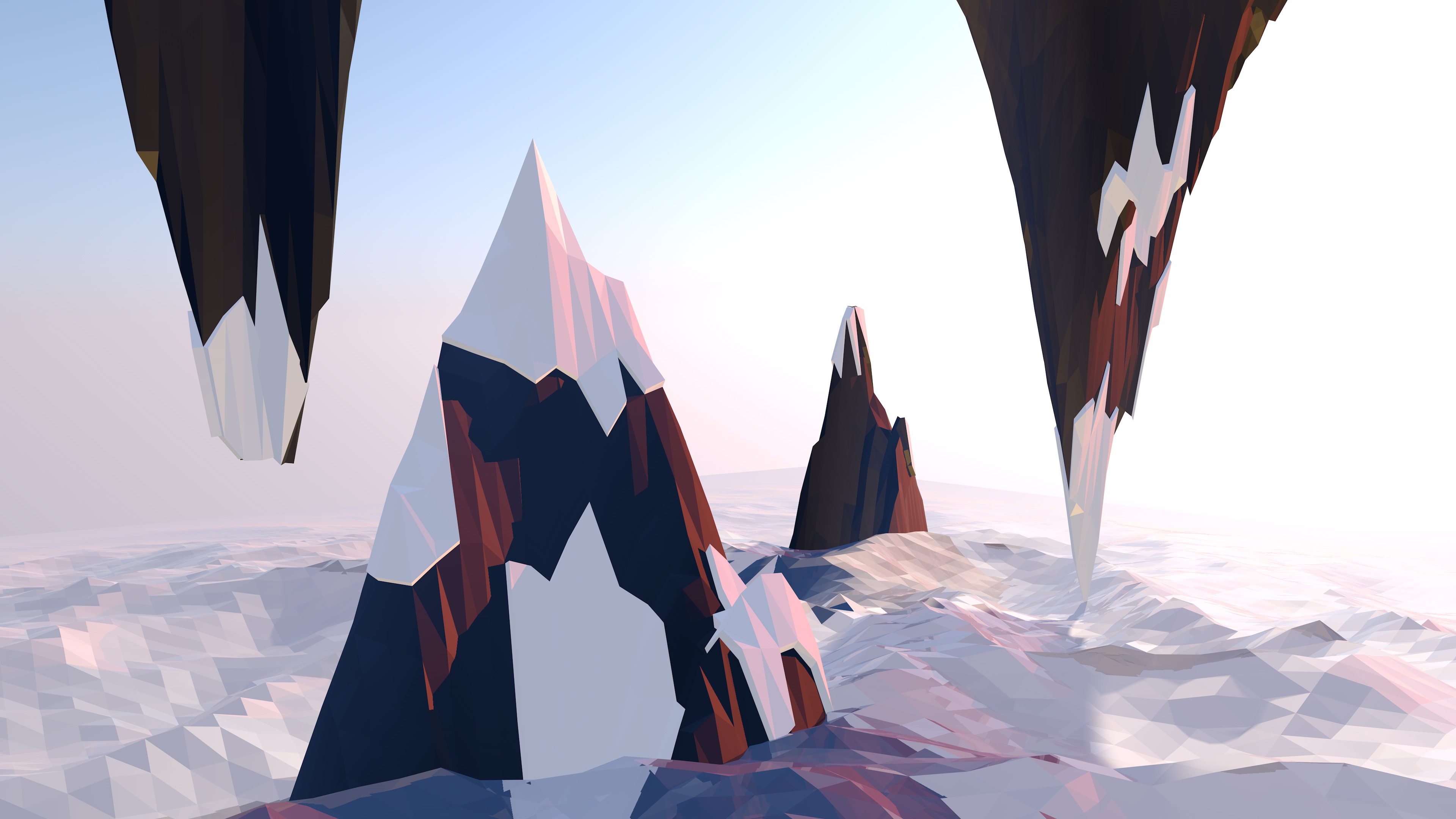 Mountains Lowpoly 4k - Mobile Phone - HD Wallpaper 