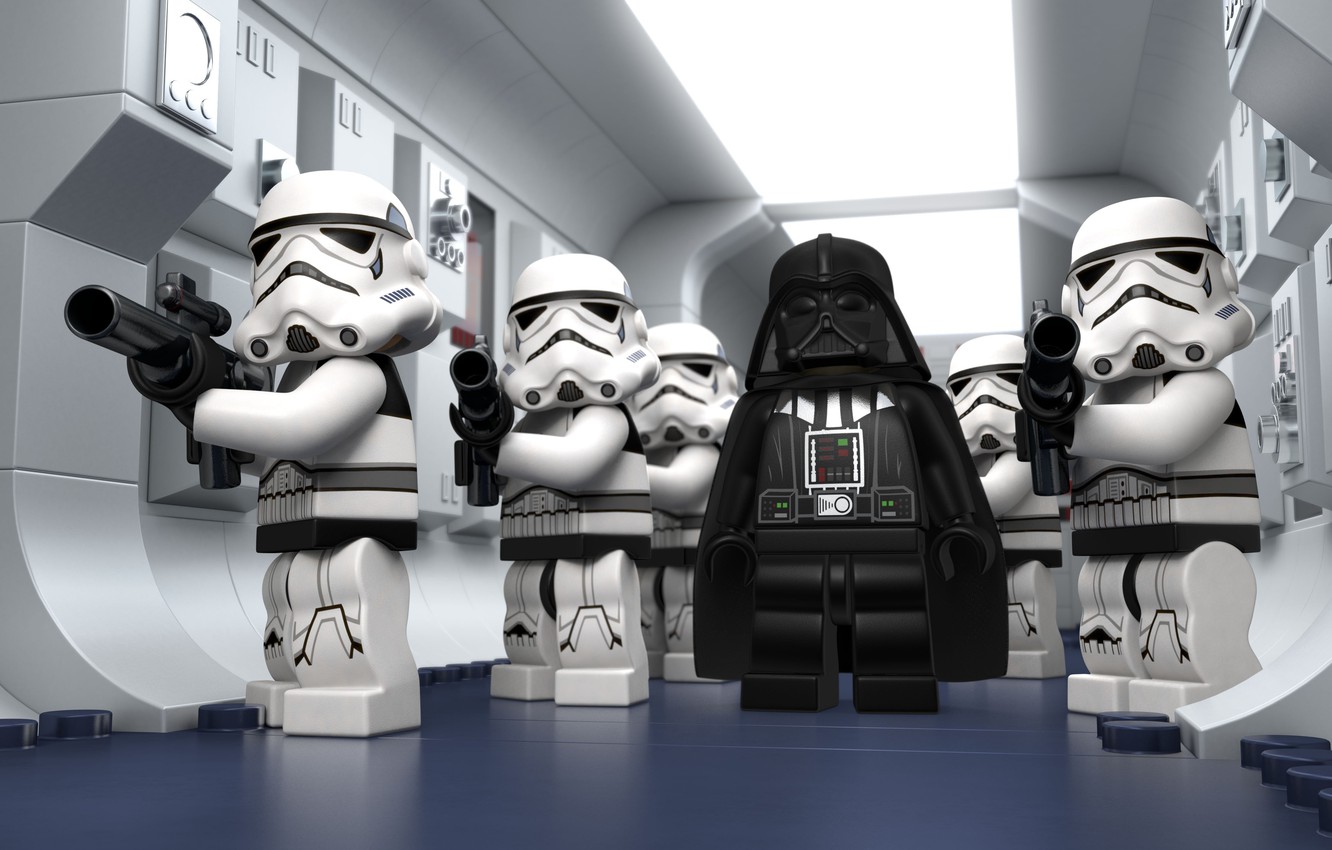 Photo Wallpaper Star Wars, Gun, Darth Vader, Sith Lord, - Lego Darth Vader And Stormtroopers - HD Wallpaper 