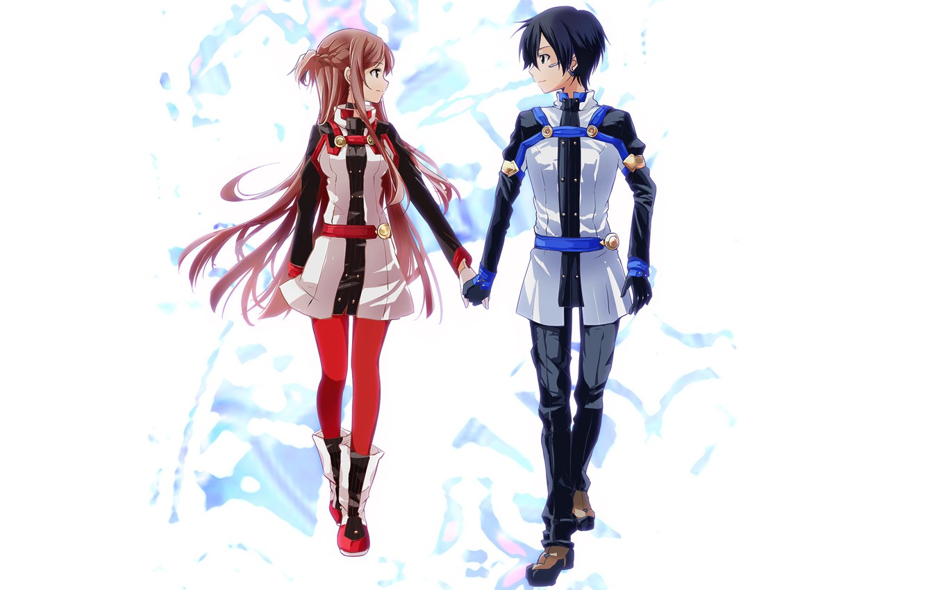 Wallpaper Look Anime Art Guy Sword Art Online Sword - Kirito And Asuna Ordinal Scale - HD Wallpaper 