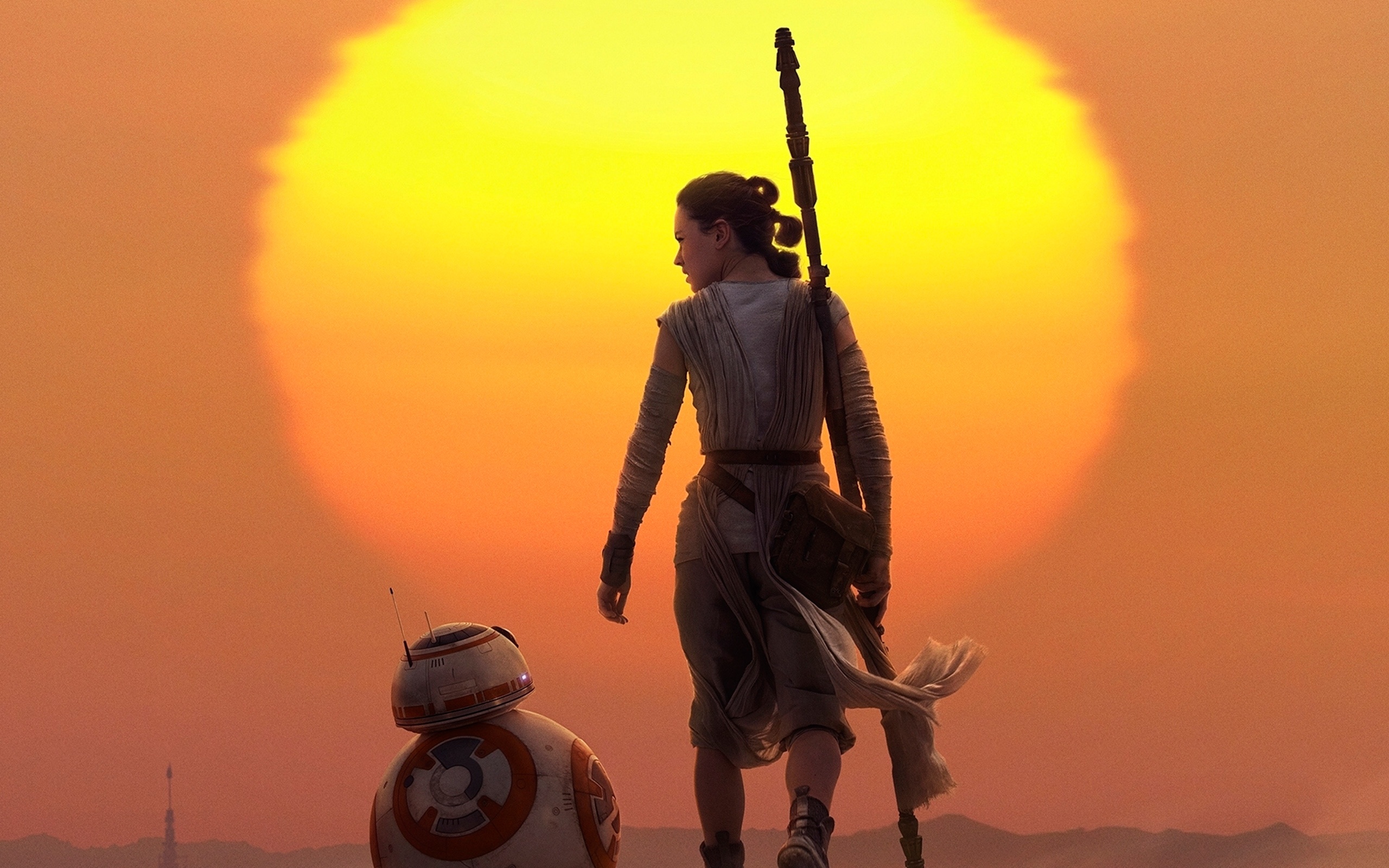 Rey & Bb 8 Star Wars The Force Awakens - Rey Y Bb8 Star Wars - HD Wallpaper 