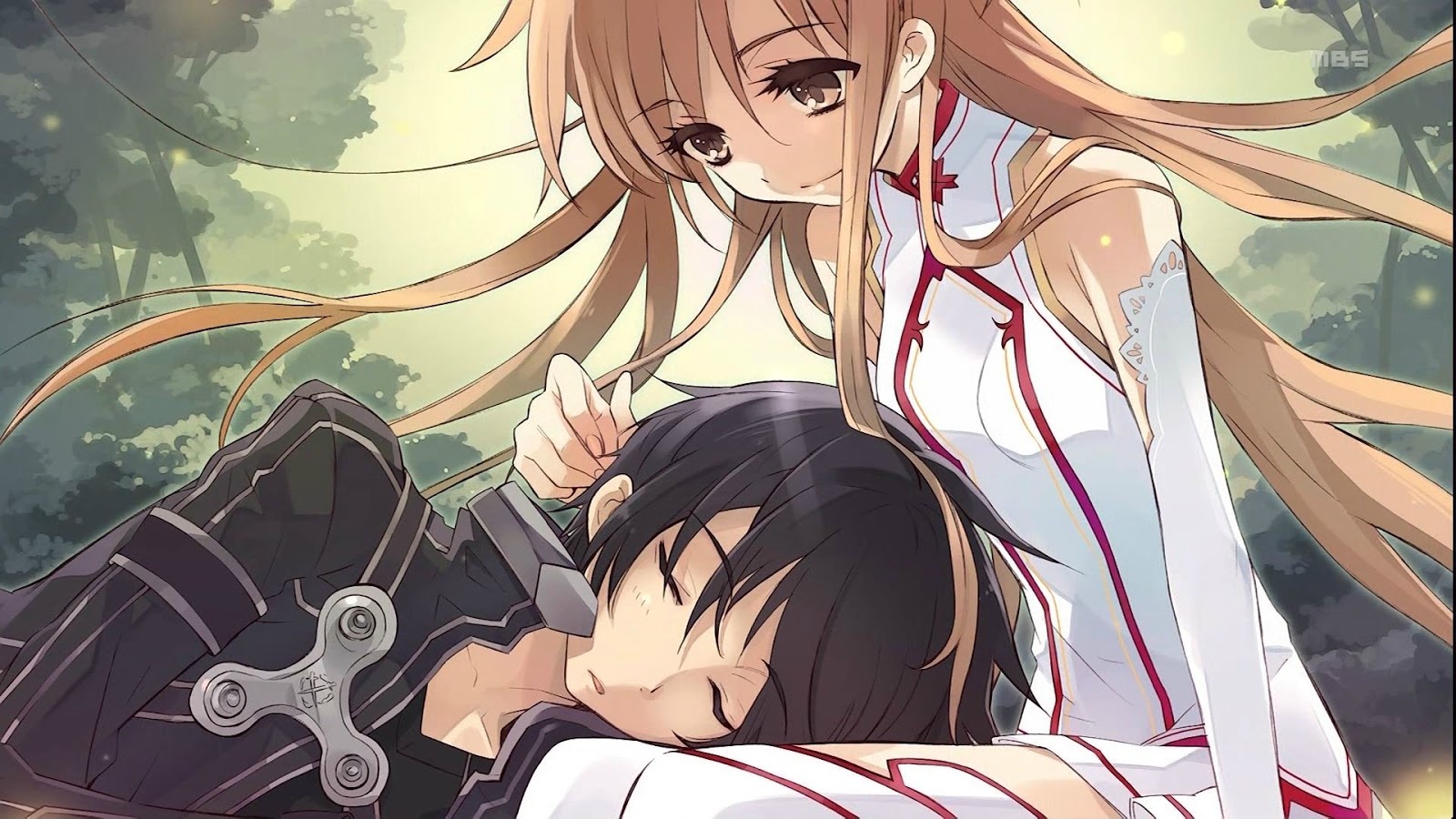 Kirito - Kirito Sleeping On Asuna - HD Wallpaper 