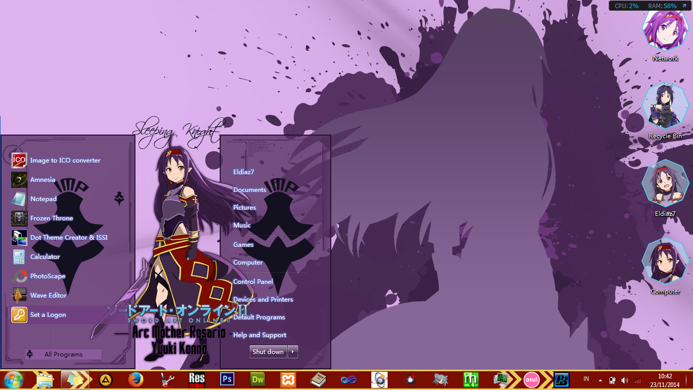 [theme Win 7] Sword Art Online Ii Arc Mother Rosario - Sao Wallpaper Yuuki Konno - HD Wallpaper 
