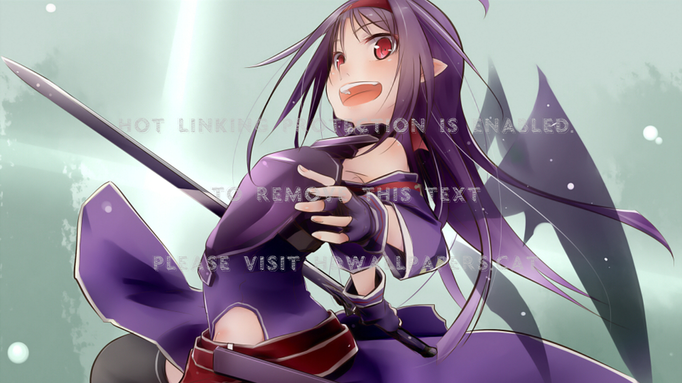 Konno Yuuki Purple Hair Pointy Ears Sword - Yuuki Sao Png - HD Wallpaper 