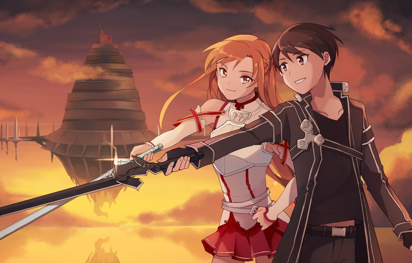 Photo Wallpaper Swords, Another World, Sword Art Online, - Asuna And Kirito Swords - HD Wallpaper 