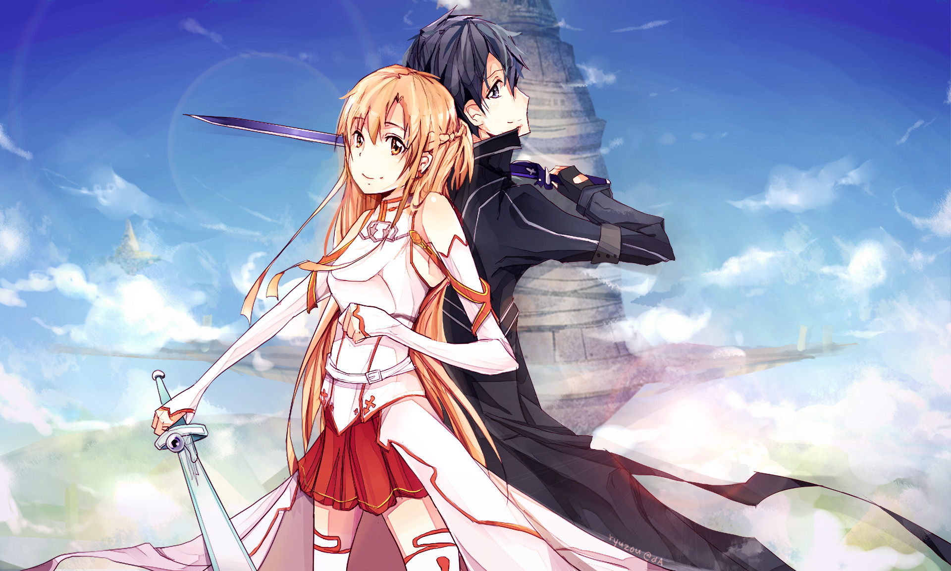 Sword Art Online Kirito And Asuna - HD Wallpaper 