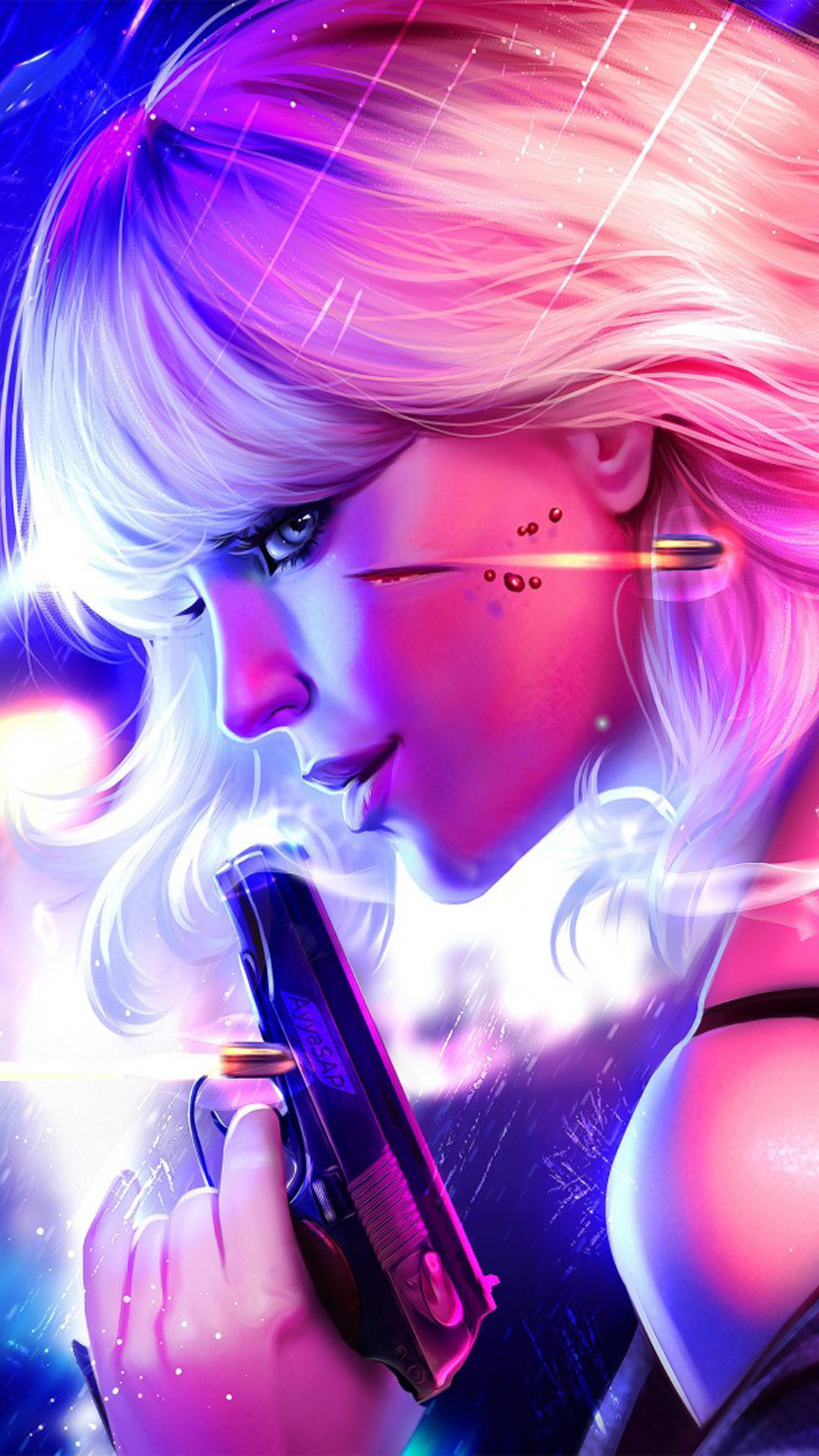 Atomic Blonde Fan Art Neon Hd Mobile Wallpaper - Atomic Blonde Fan Art - HD Wallpaper 