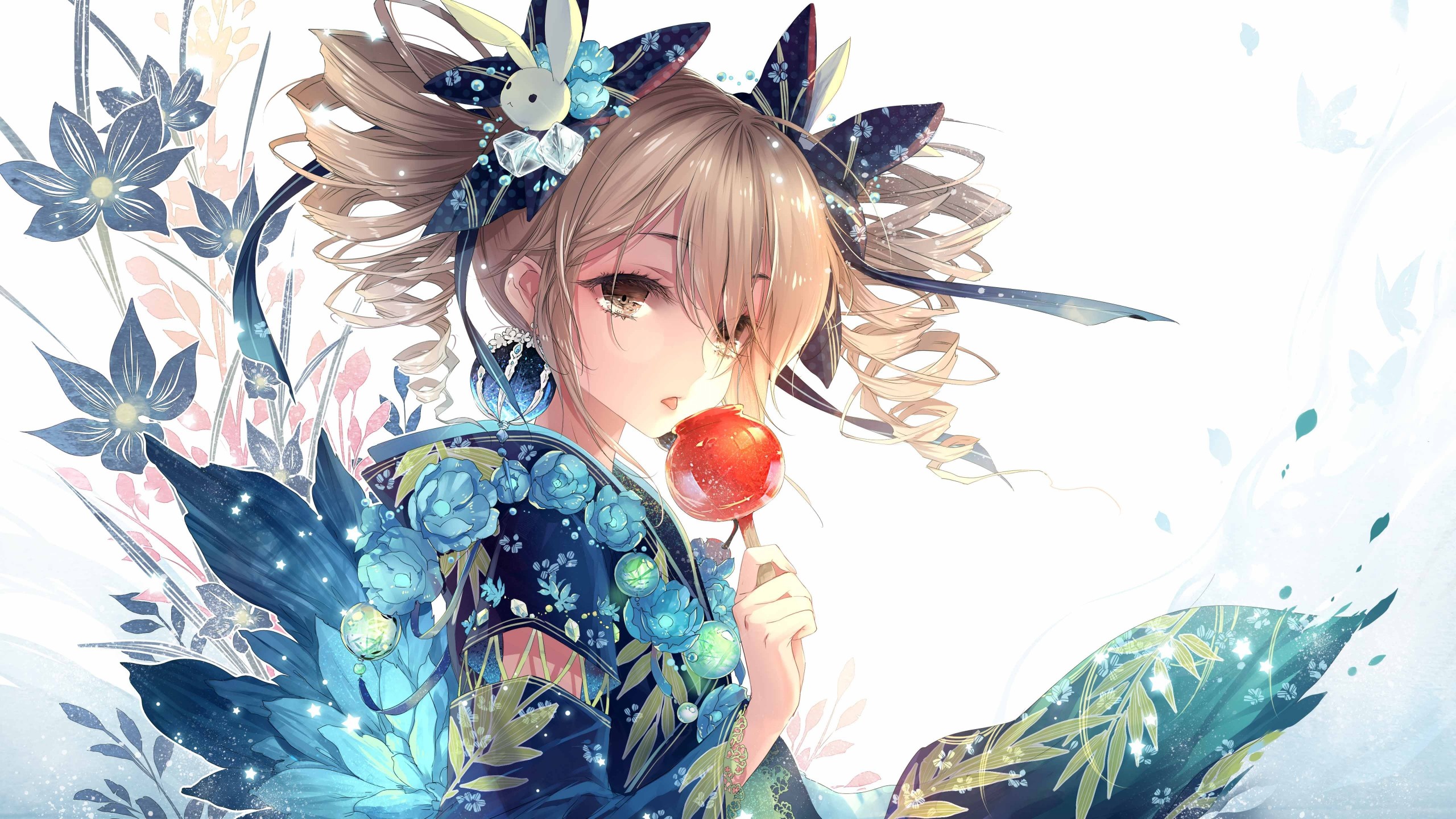 Cute Anime Flower Girl - HD Wallpaper 