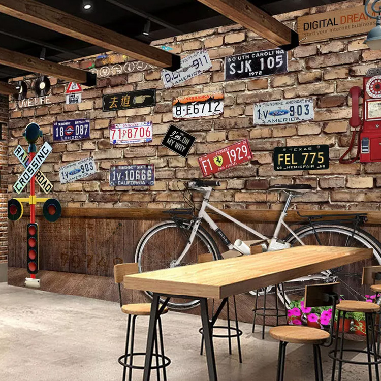 Retro Style Bicycle License Plate Wallpaper Coffee - Restaurant License Plate Design - HD Wallpaper 