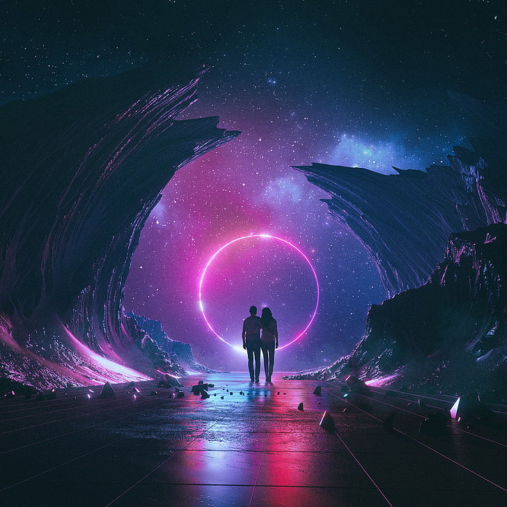 Galaxy Wallpaper With Couple - HD Wallpaper 