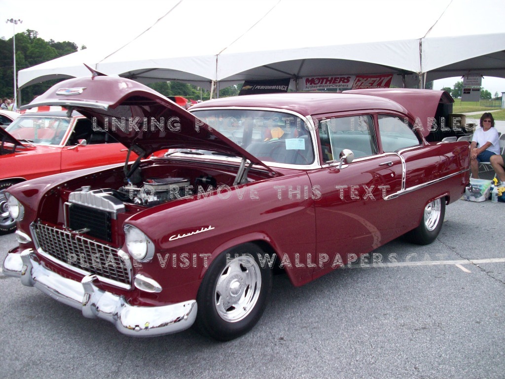 55 Chevy Gm Bowtie Classic Ruby Cars - Antique Car - HD Wallpaper 