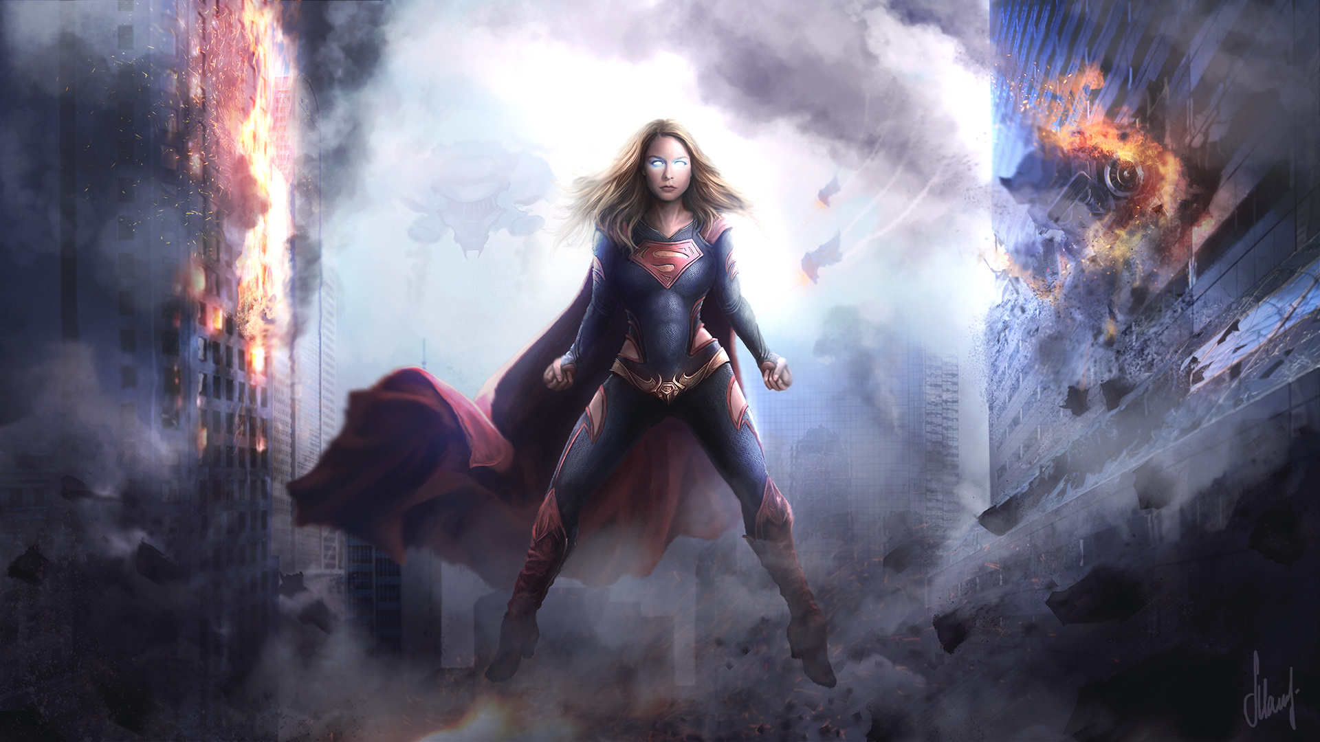Supergirl, Smoke, Dusk, Superhero, Art, Wallpaper - Supergirl Artstations - HD Wallpaper 
