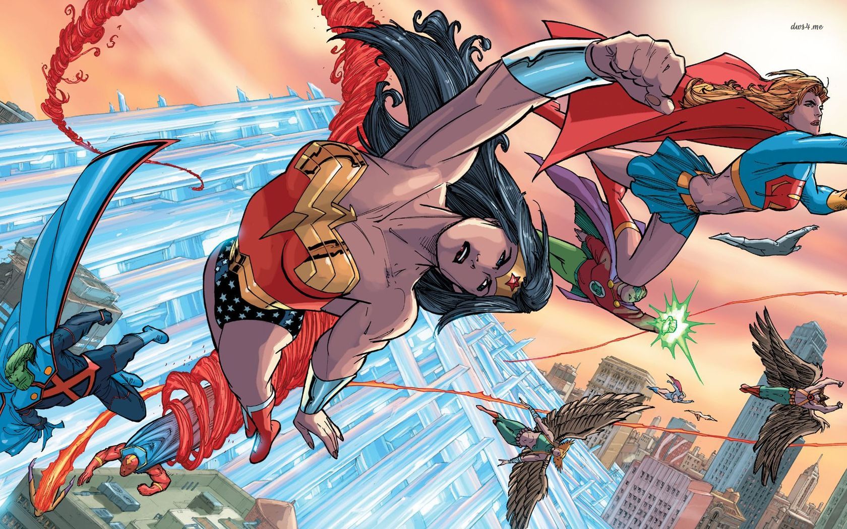 Hawkgirl And Green Lantern - HD Wallpaper 