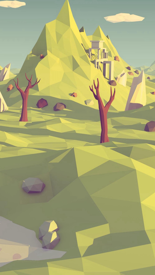 Funny Polygon Mountain Landscape Illustration Art Iphone - Landscape Low Poly Background - HD Wallpaper 