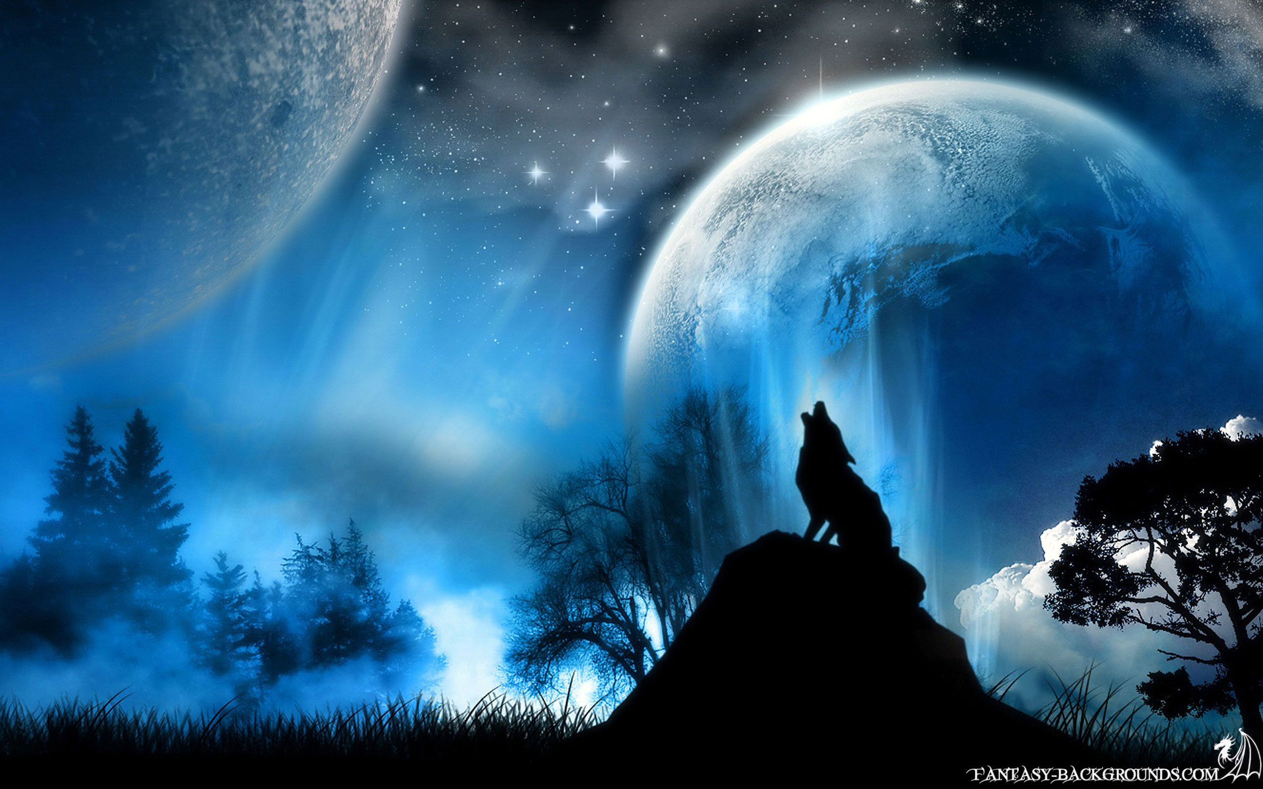 Beautiful Wallpaper - Full Moon And Wolf Background - HD Wallpaper 