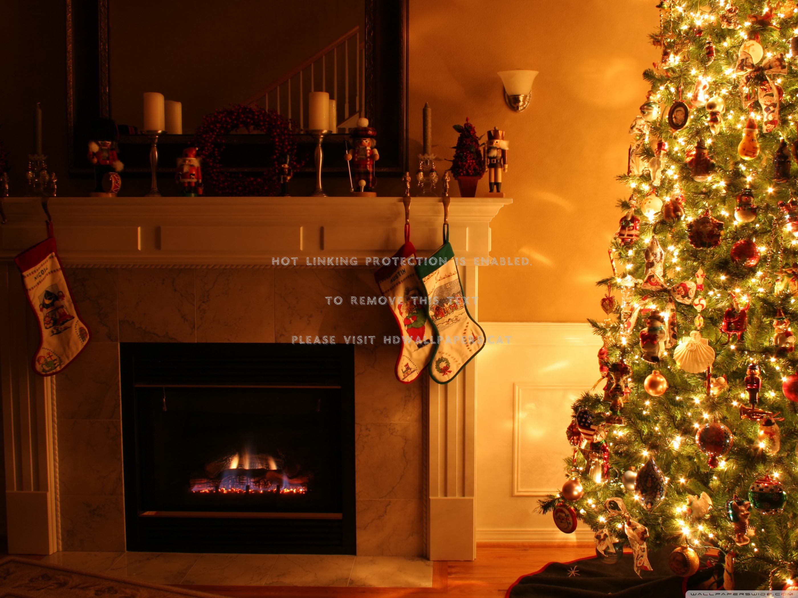 Comfy Christmas Home For Tree Fireplace - Christmas House Hd Background - HD Wallpaper 