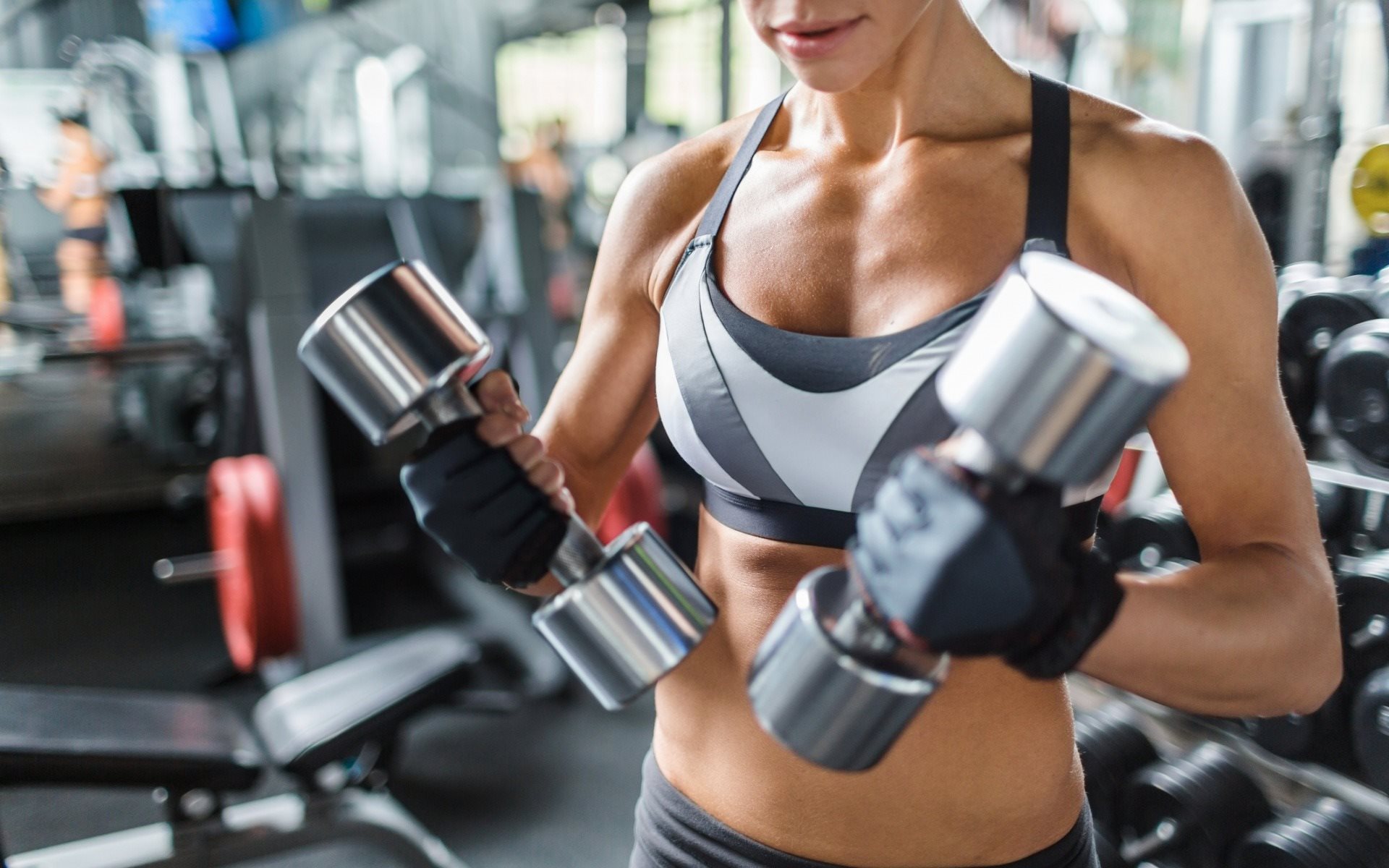 Gym, Workout, Dumbbells, Inflated Muscles - Gym - HD Wallpaper 