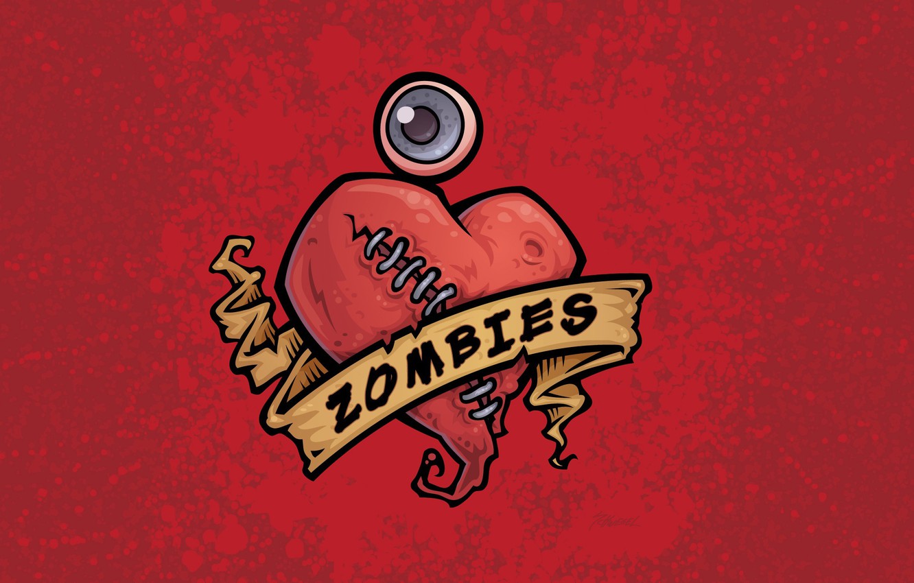 Photo Wallpaper Eyes, Heart, Figure, Zombies, Zombie - Illustration - HD Wallpaper 