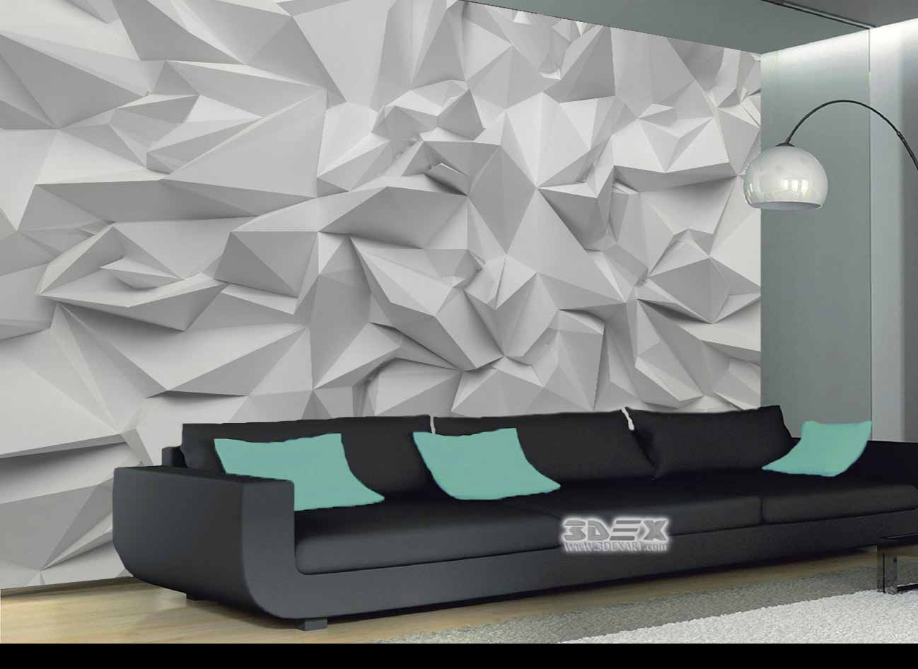 Black And White 3d Wallpaper Designs For Living Room - White 3d Wallpaper House - HD Wallpaper 