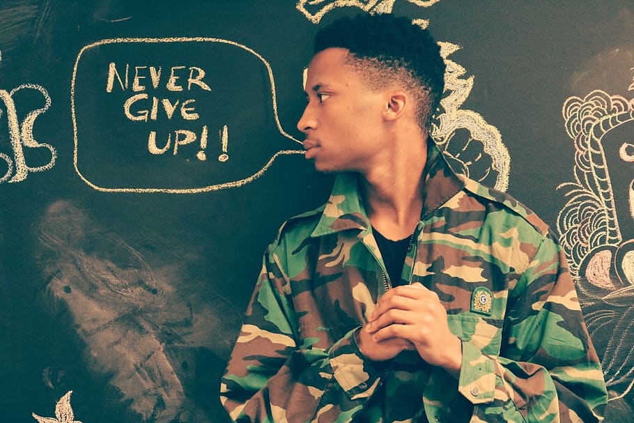 Soldier, Never Give Up, Chalk Board, Doodles, Army - Never Give Up Army - HD Wallpaper 