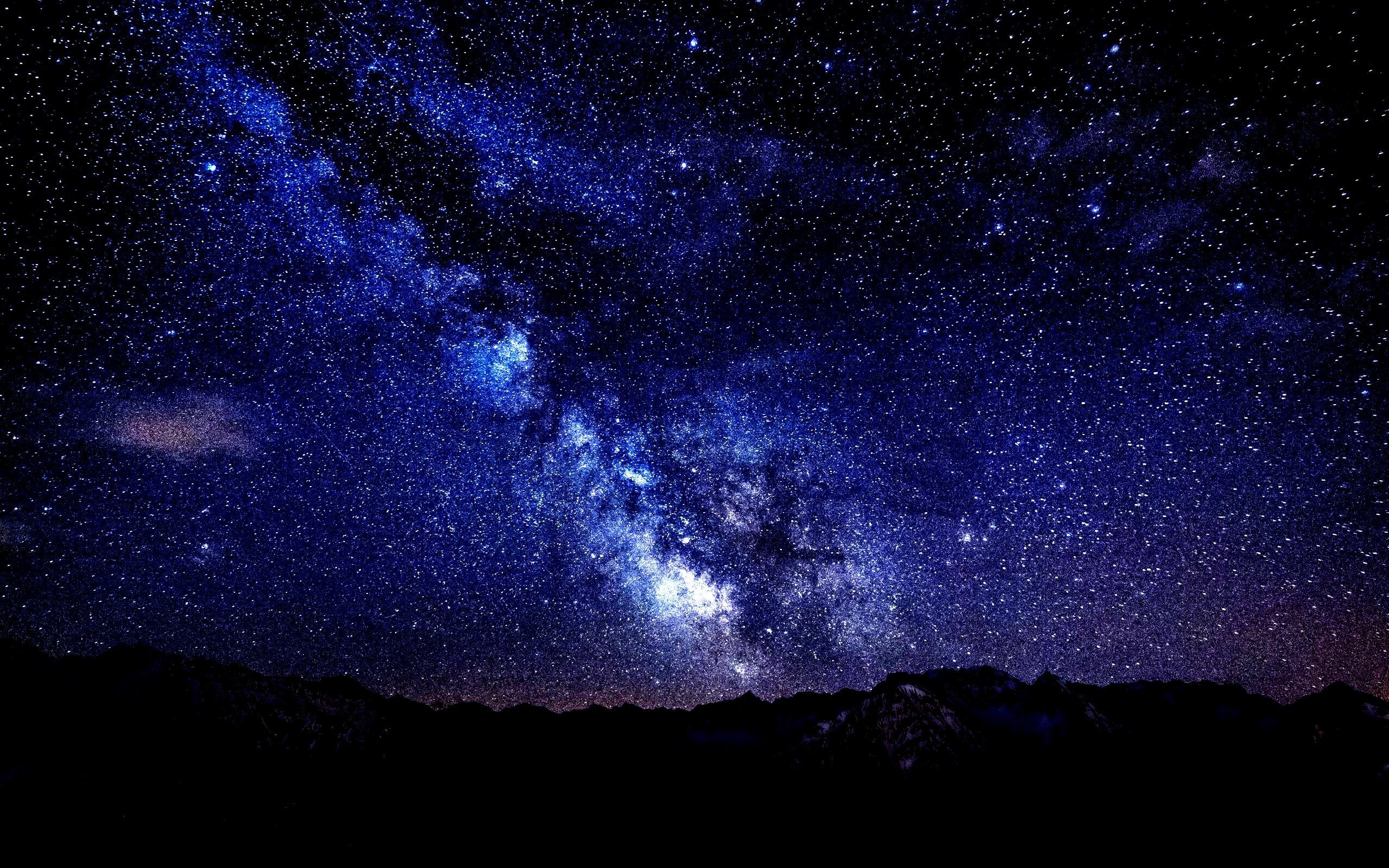 Mountains Night Sky Stars High Contrast 
 Data Src - Milky Way - HD Wallpaper 