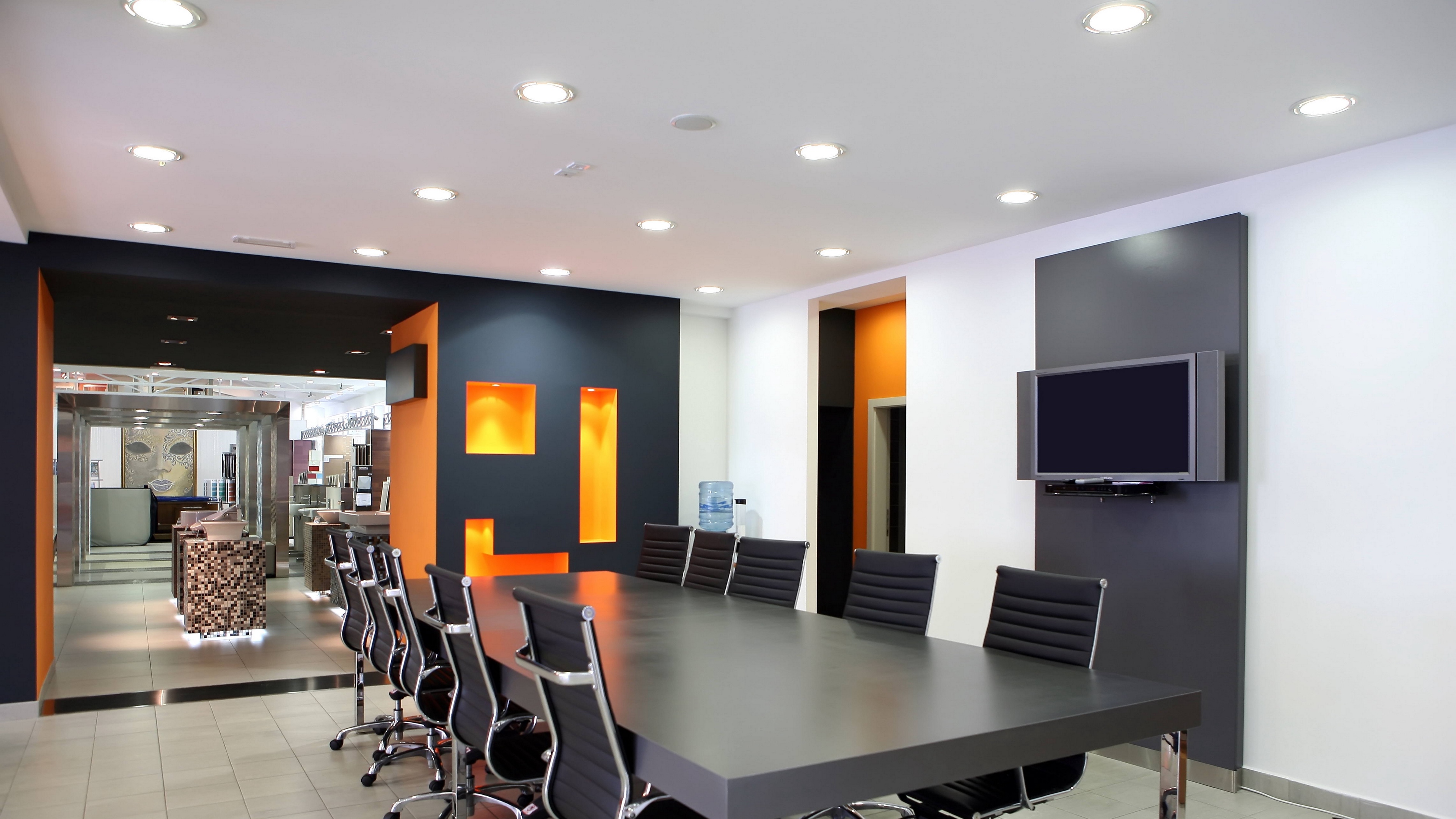 Wallpaper Desk, Office Chair, Design, Meeting - Led Downlights Office - HD Wallpaper 