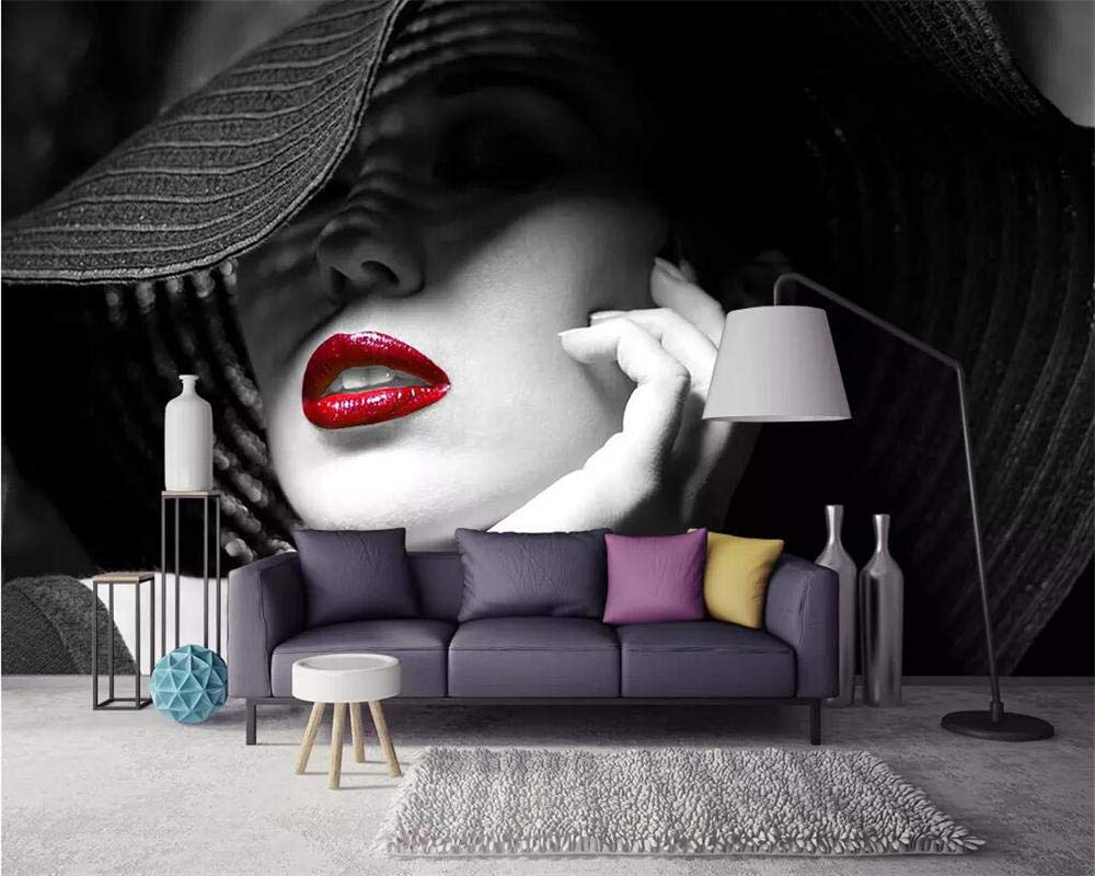 Woman Black And White Red Lips - HD Wallpaper 