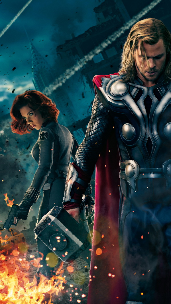 Avengers Thor Black Widow - HD Wallpaper 