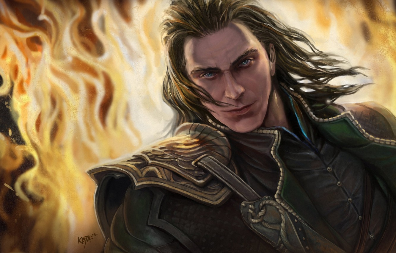Photo Wallpaper Fire, God, Art, Male, Loki - Локи Бог Арт - HD Wallpaper 