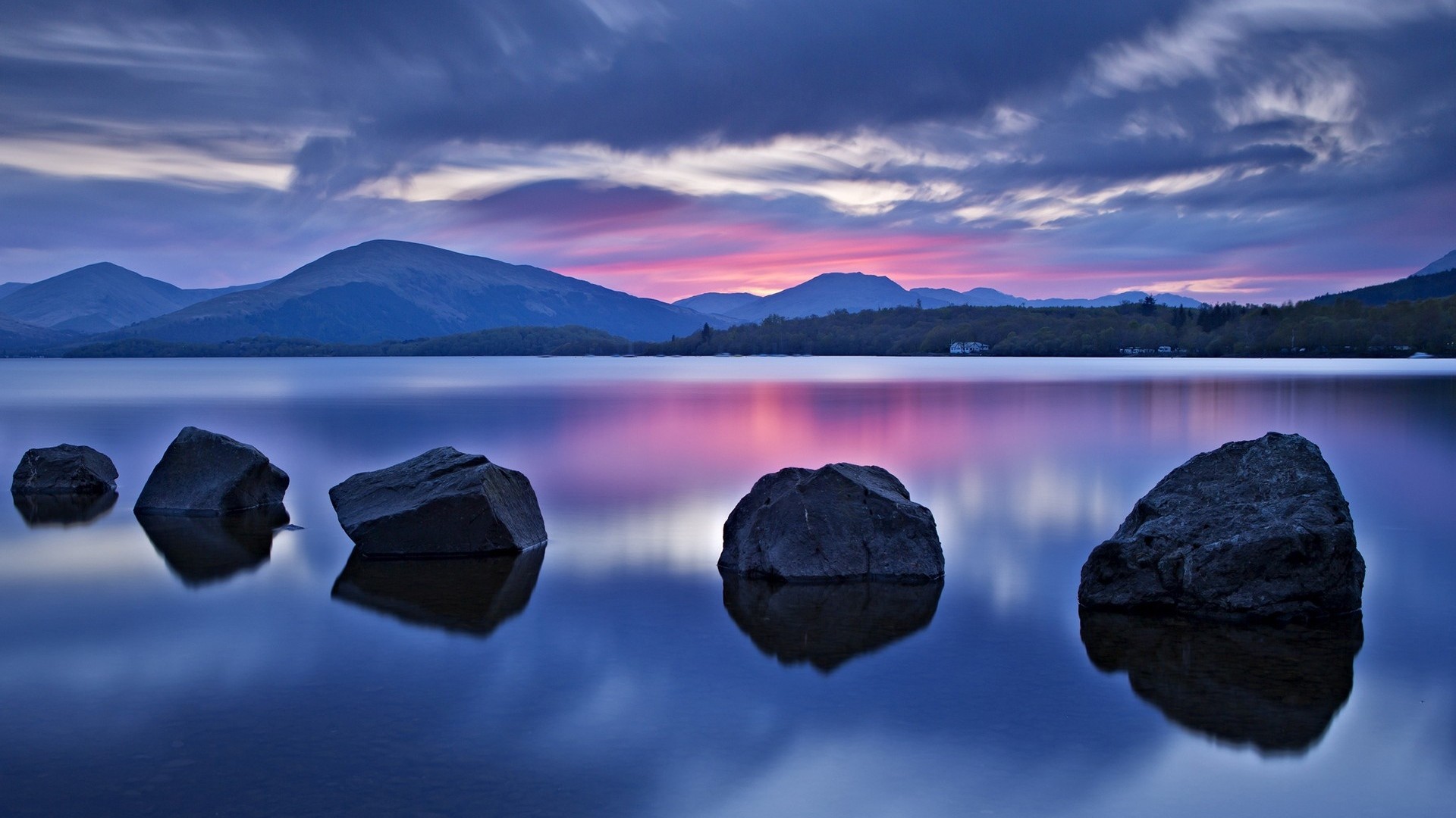 1920x1080, Download Now Full Hd Wallpaper Rock Calm - Loch Lomond - HD Wallpaper 