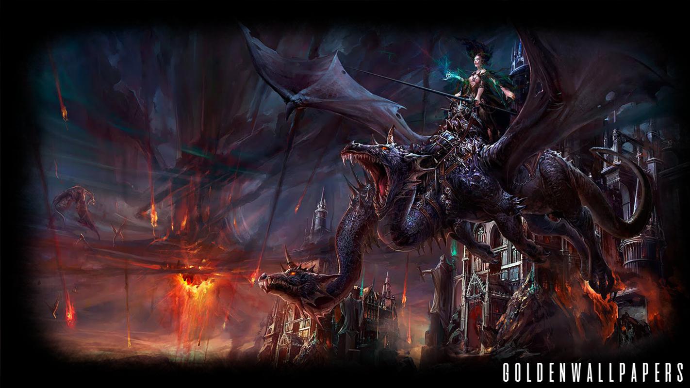 Norse Mythology Wallpaper Picserio - Two Headed Dragon Art - HD Wallpaper 