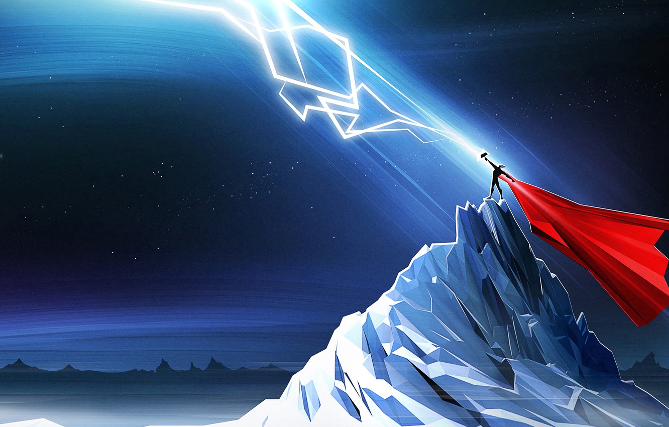 Photo Wallpaper Figure, Mountain, Zipper, Fantasy, - Marvel Wallpaper For Thor - HD Wallpaper 
