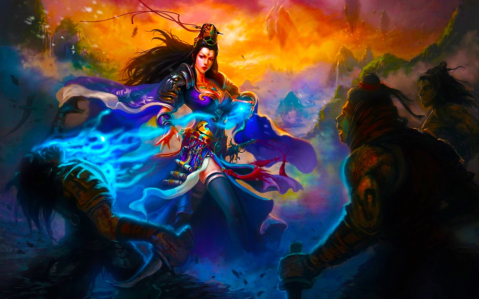 Fighter Magic Fantasy Art - HD Wallpaper 