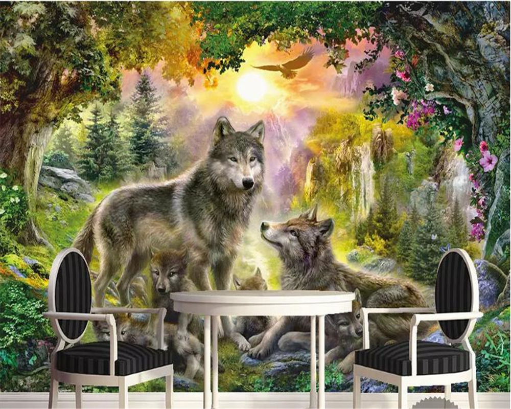Wolf Family Painting - HD Wallpaper 