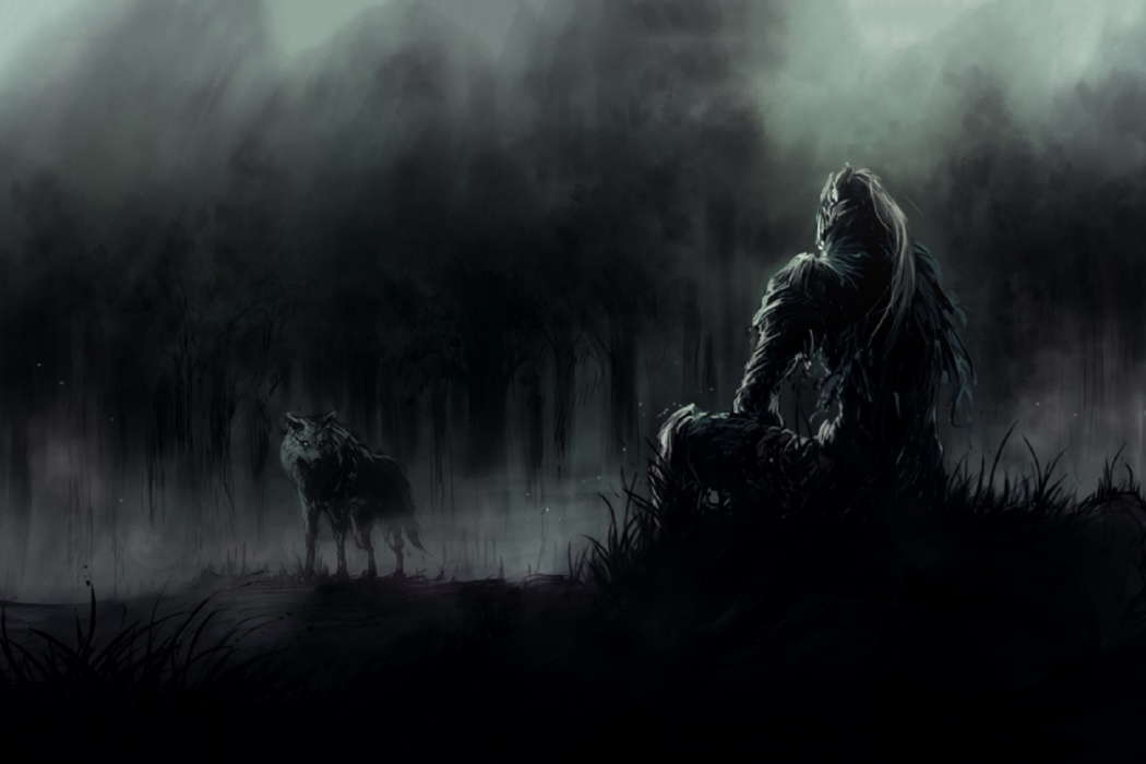 Dark Souls Game Soldier Warrior Resting With Wolf Wallpaper - Artorias - HD Wallpaper 