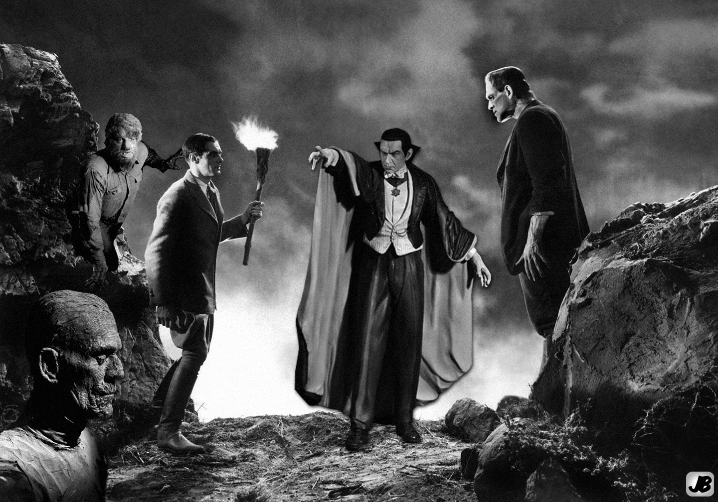 Classic Monsters Wallpaper - Universal Monsters Wallpaper Art - HD Wallpaper 