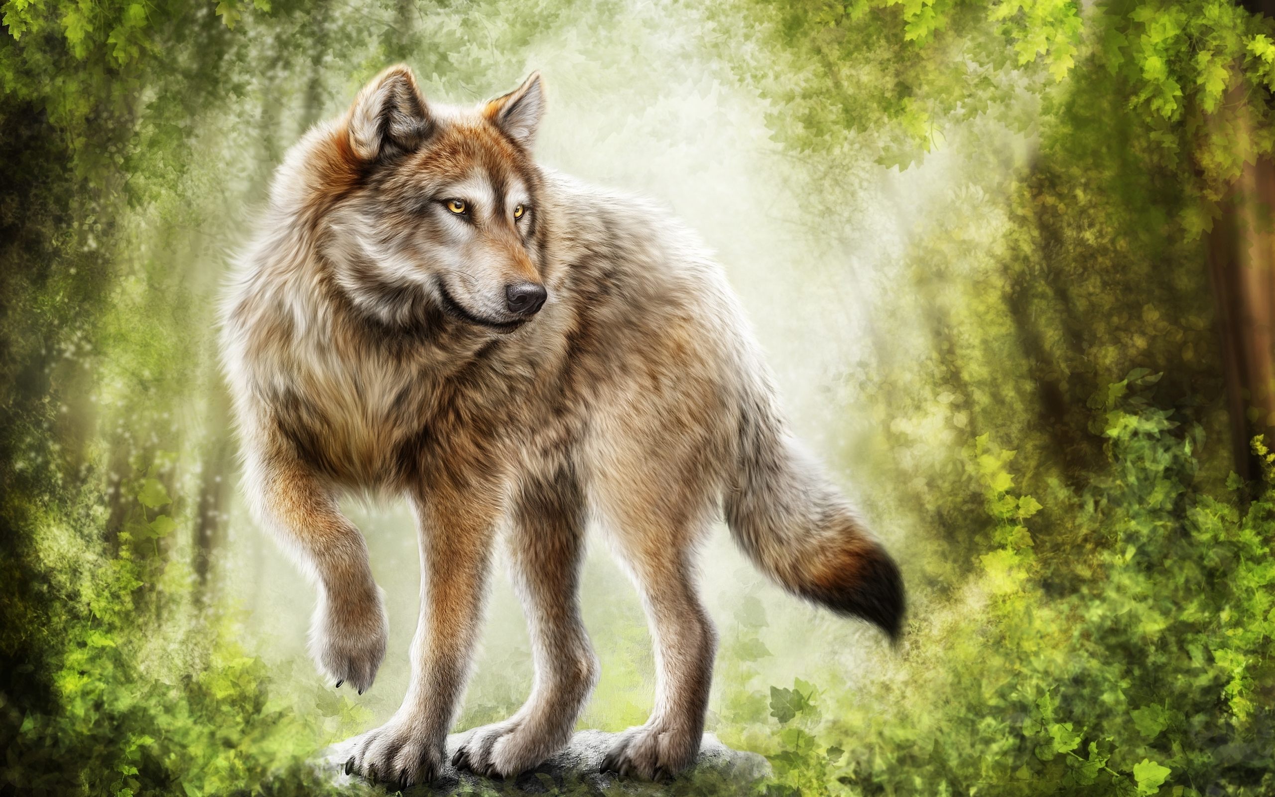 Free Wallpaper Wolves - Wolf Painting - HD Wallpaper 