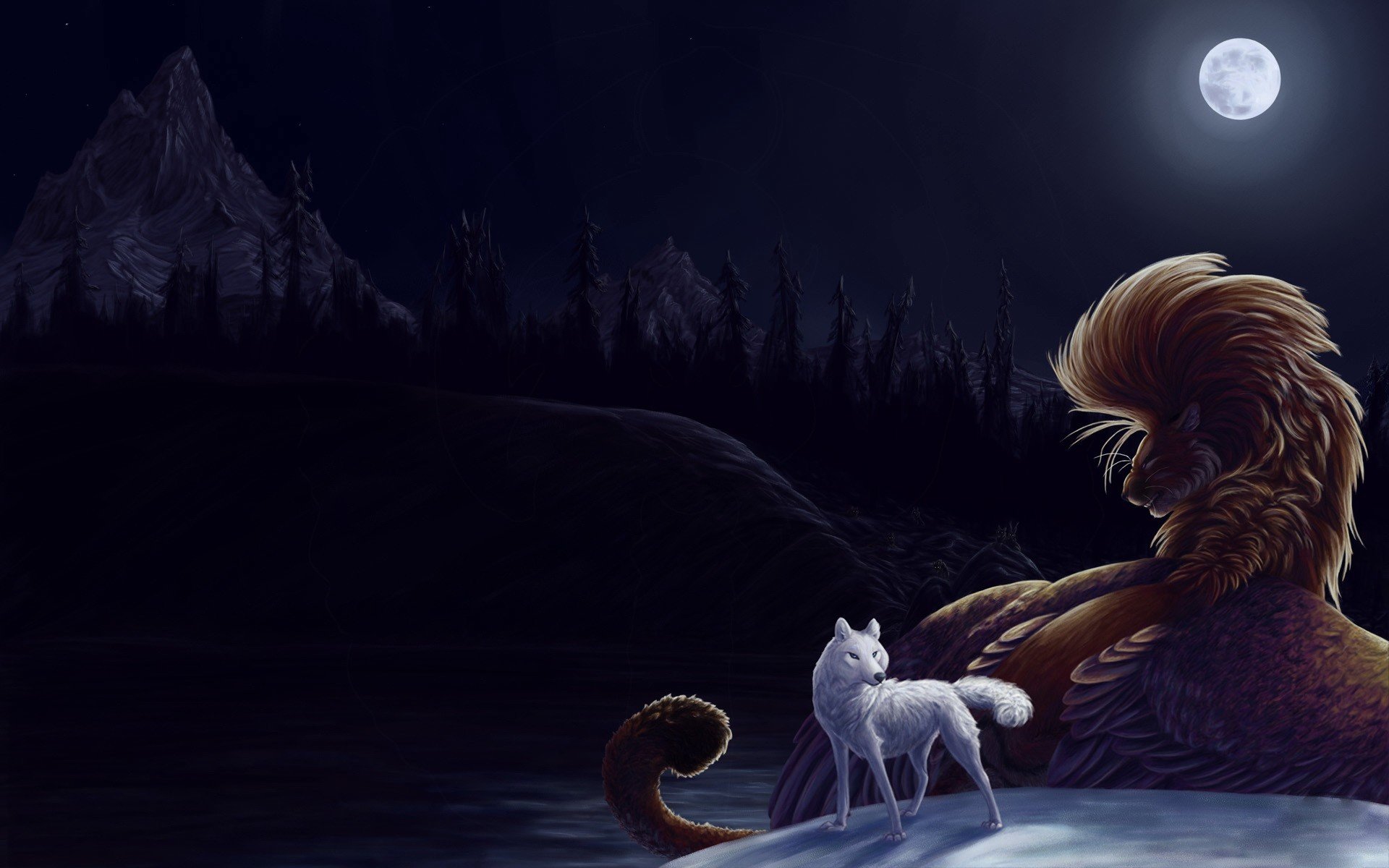 Best Wolf Fantasy Wallpaper Id - Fantasy Animals Wallpaper Hd - HD Wallpaper 