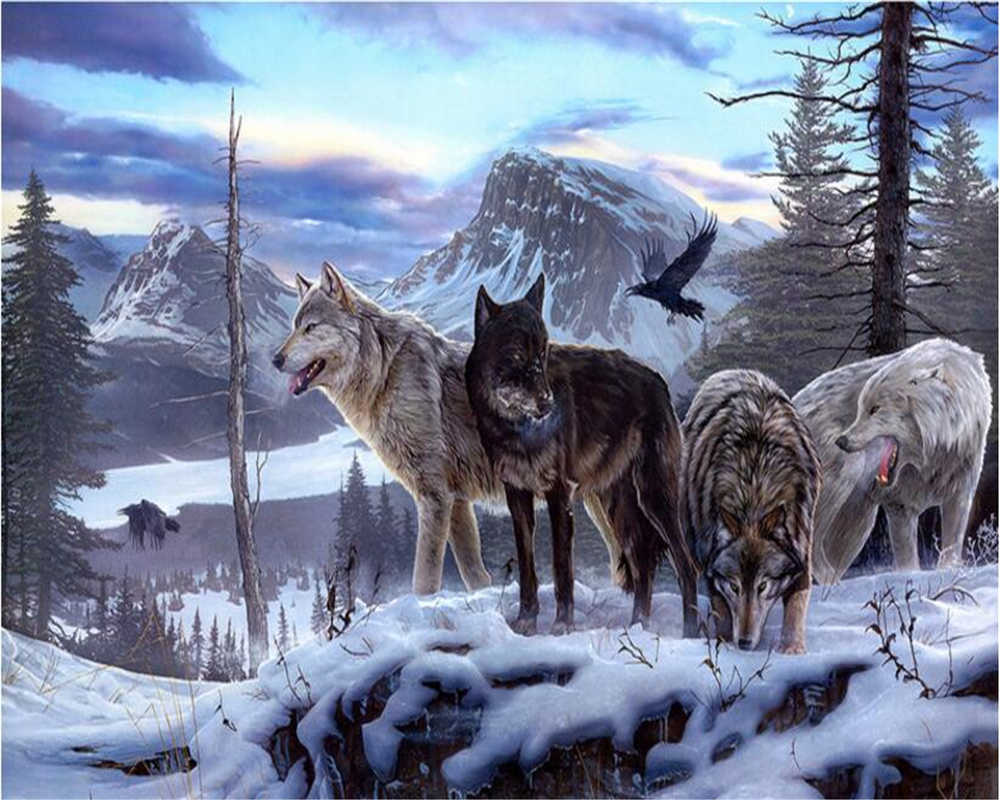Beibehang High Quality Fashion Personality Spirit Wolves - Lobos Na Neve Em 3d - HD Wallpaper 