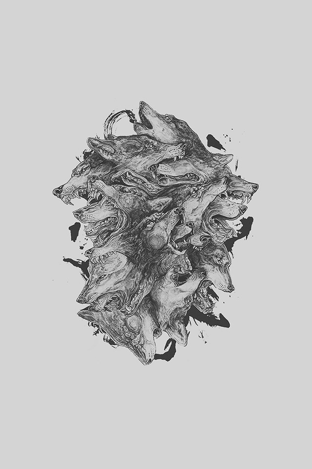 Com Apple Wallpaper Wolves Art Bw Iphone4 - Wolf Art Wallpaper Iphone - HD Wallpaper 