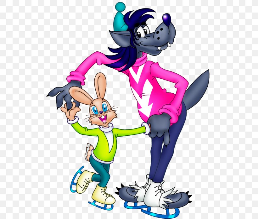 Gray Wolf Animation Hare Desktop Wallpaper Clip Art, - Hare And Wolf Cartoon - HD Wallpaper 