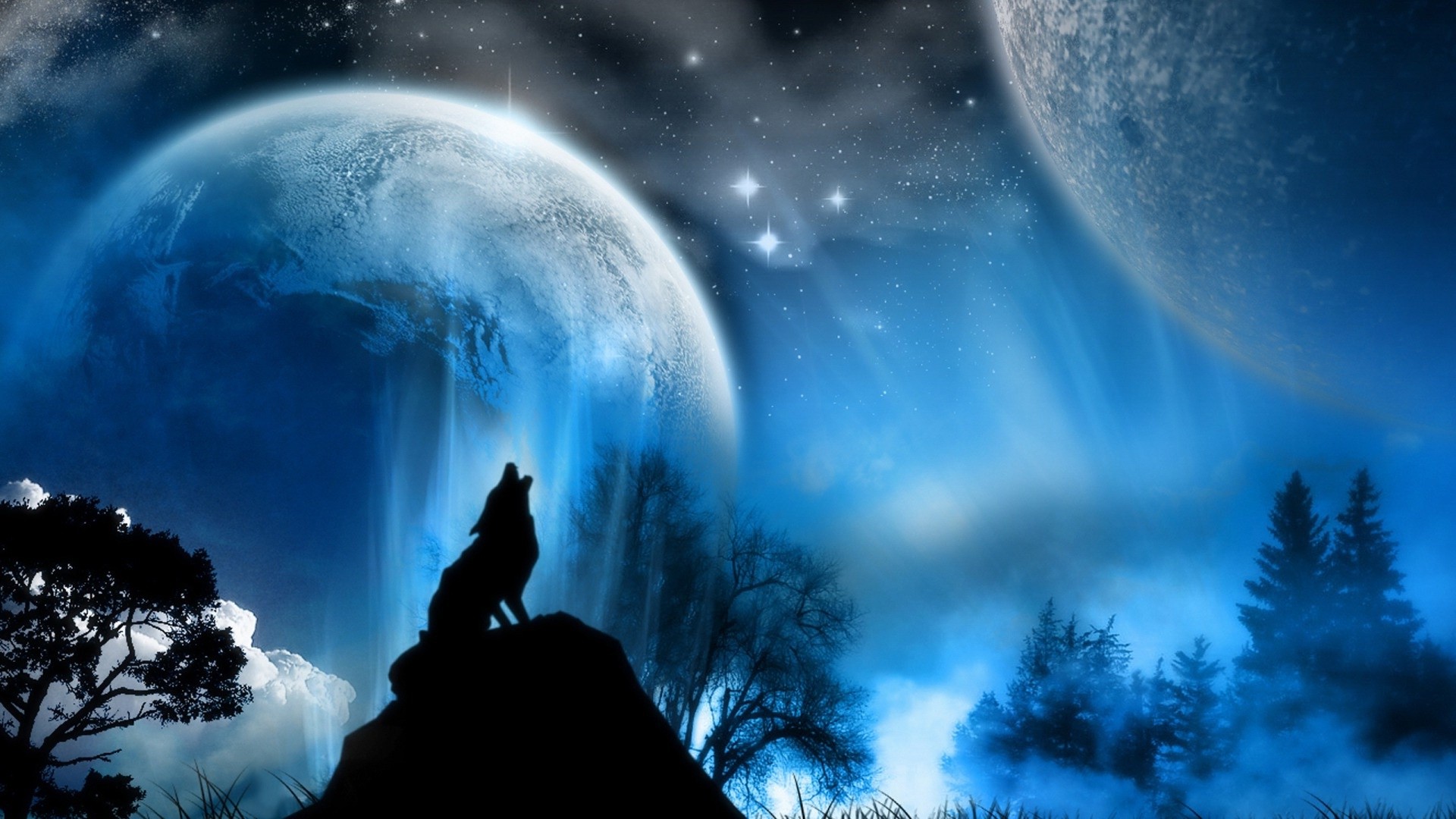 Wolfpack Wallpaper Upstore - Wolf Howling At The Moon Background - HD Wallpaper 