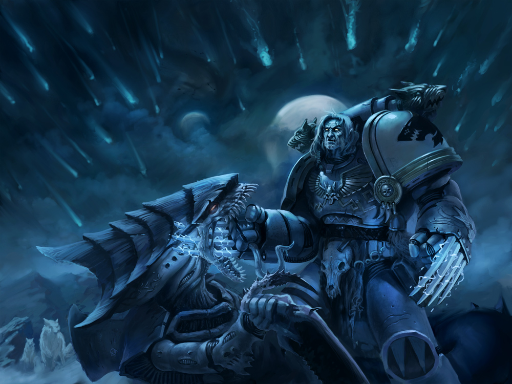 Space Wolf Warhammer Art - HD Wallpaper 