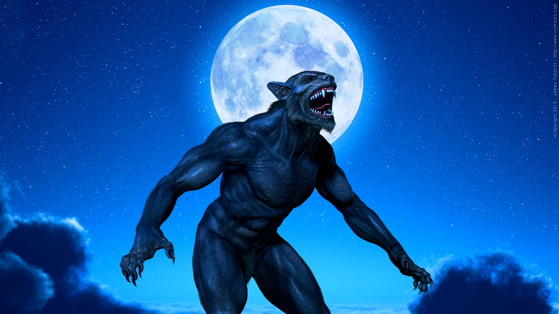 Blue Moon Werewolf - HD Wallpaper 