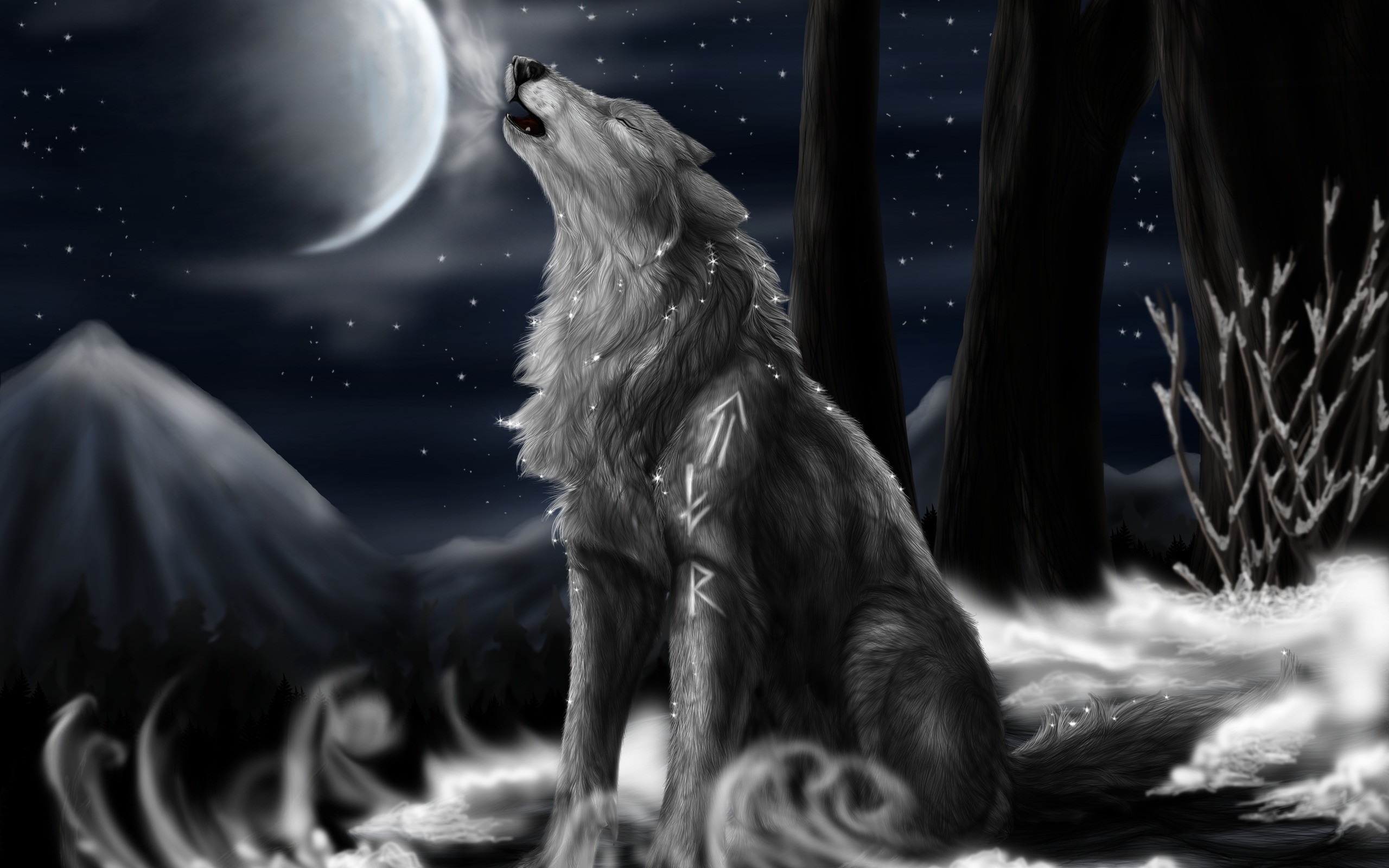 Backgrounds For Wolf Drawings - HD Wallpaper 