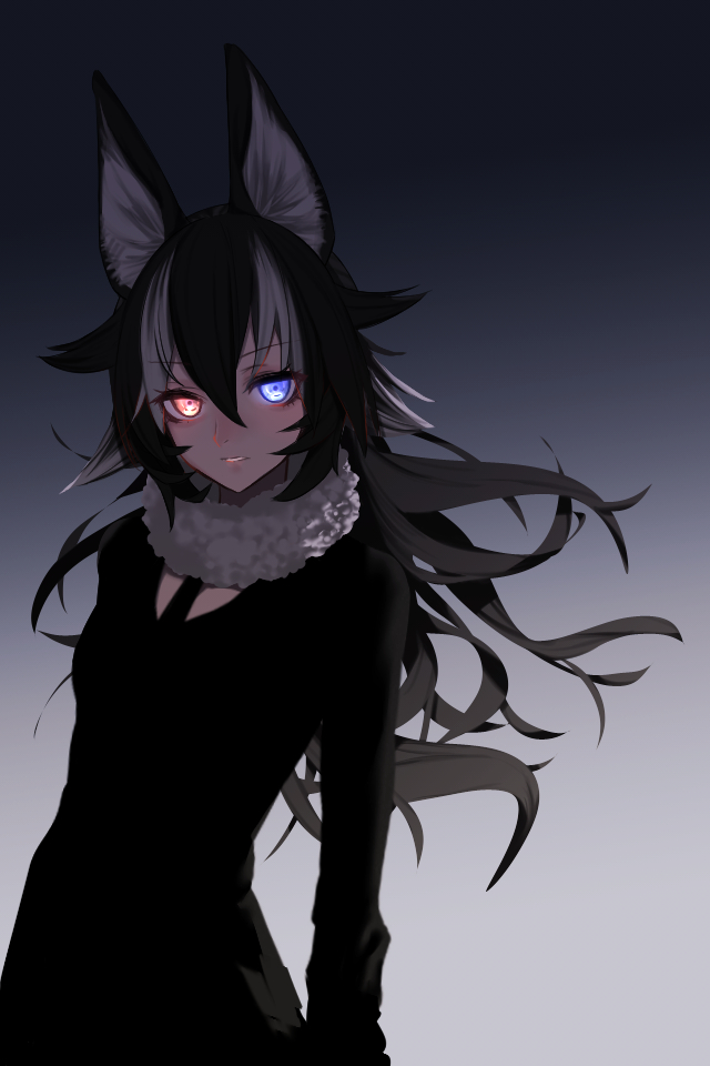 Grey Wolf Anime Girl - 640x960 Wallpaper 