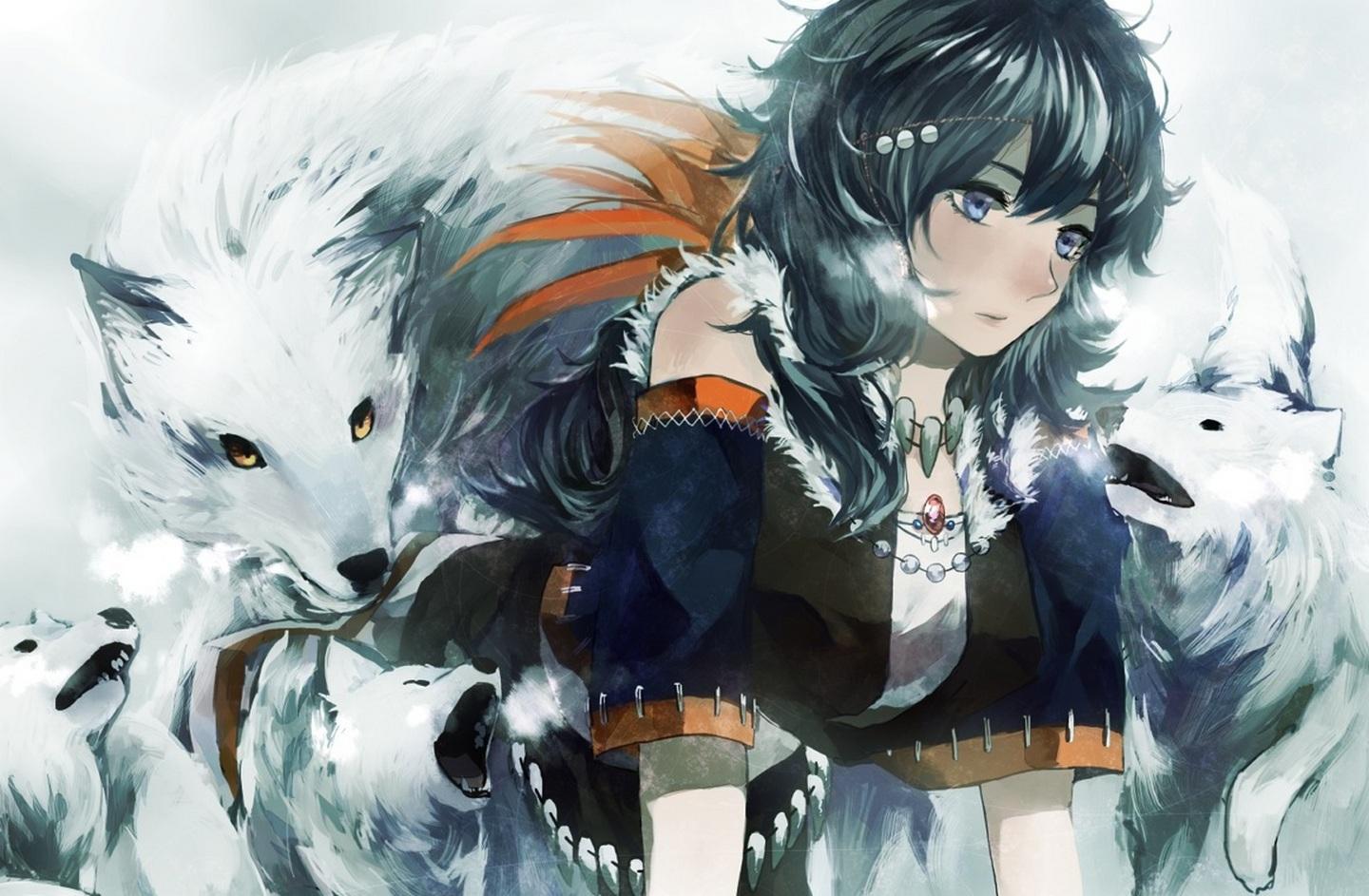 Anime Wolf Girl Wallpaper - Anime Wolf And Girl - HD Wallpaper 