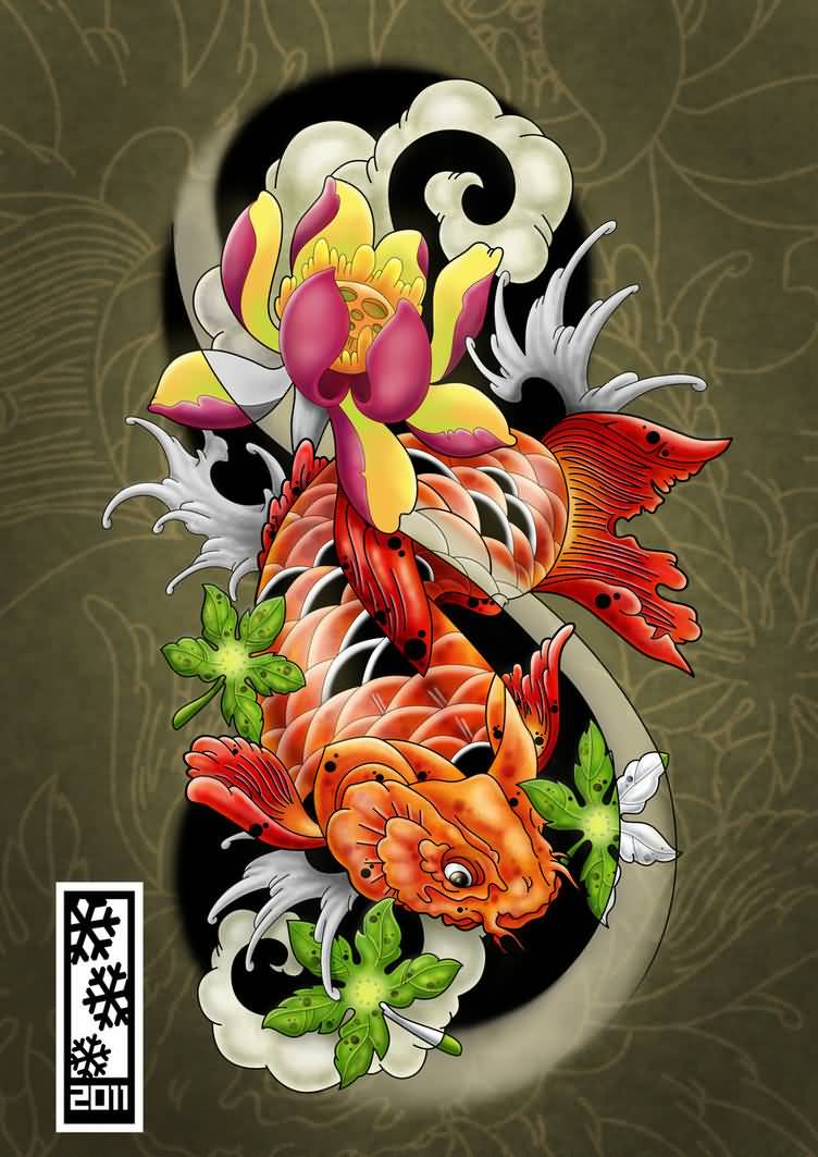 Awesome Koi Fish Tattoo Design - Samurai Mask Tattoo Designs - HD Wallpaper 